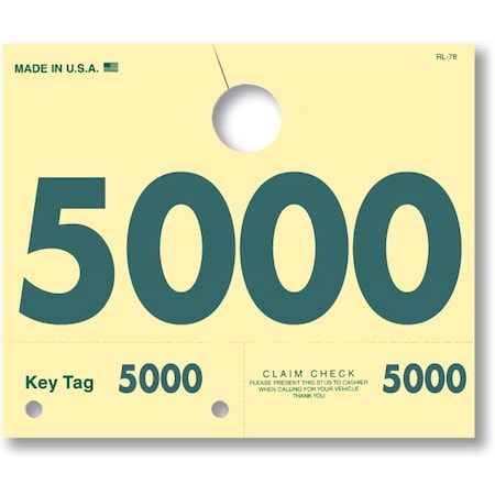 Car Dealer Depot Service Dispatch Numbers, Hang Tags, 4 Digit, Rl-78: 5000-5999 Pk 215